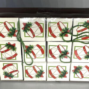 Vintage Silvestri Cardboard Box Christmas Ornaments 12 Count Package